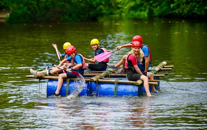 Raft building at the chateau