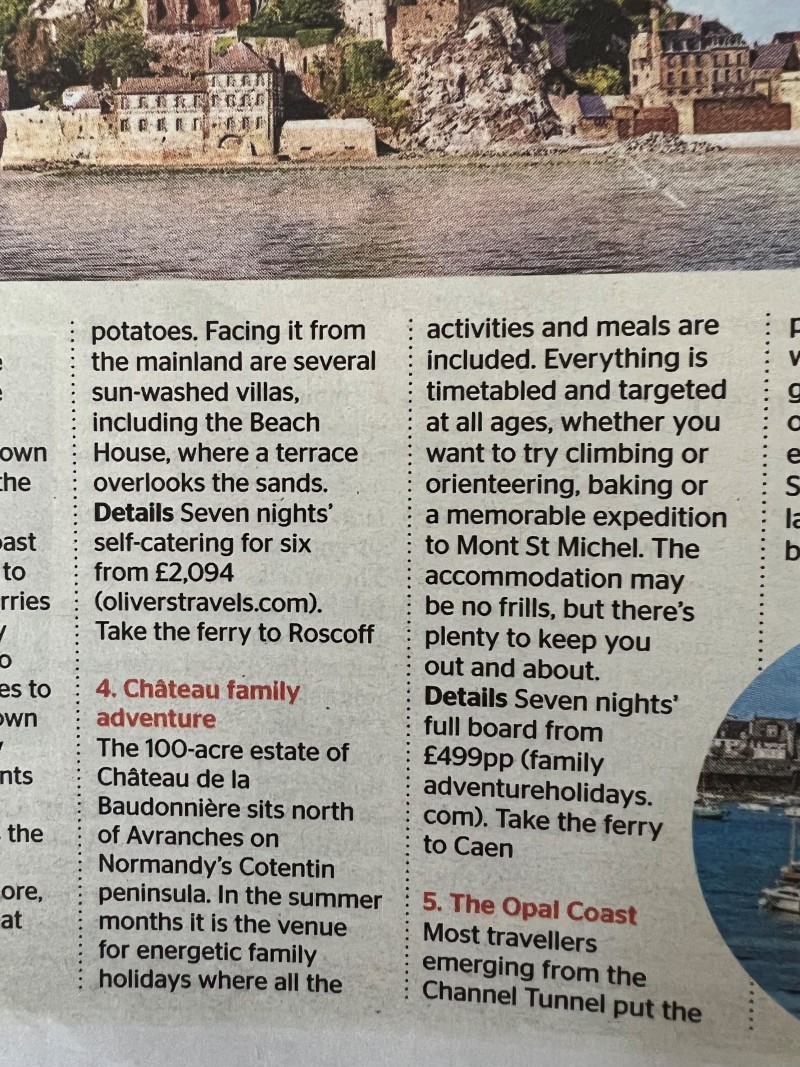 Family Adventure Holidays in The Times Cutting June 2022